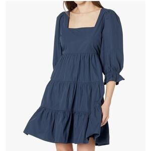 Madewell Women's Poplin Lizzie Babydoll Dress Twilight Size 8 NWT Ruffled Cotton